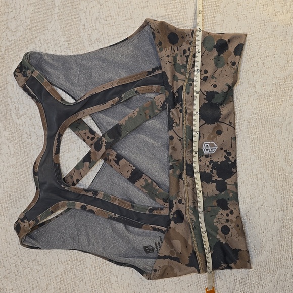 Womens Born Primitive Sports Bra Tan Green Paint Splatter X-Factor Size Small - Picture 4 of 13